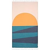Sand Cloud Turkish Beach Towel - 100% Organic Cotton Turkish Bath Towels - Ultra Soft, Sand Free & Quick Dry Towel for Beach, Pool, or Picnic - As Seen on Shark Tank - Boho Geo Sunset