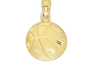 ICE ON FIRE JEWELRY 10k Solid Gold Basketball Pendant Sports Fan Casual Everyday Wear, Ball Charm Baller Jewelry Tournament Trophy for League