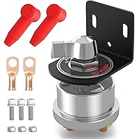 Joinfworld 12V Battery Disconnect Switch with Side Post Mounting Bracket, 200A High Current Battery Cut Off Switch Heavy Duty