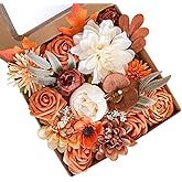 AKKER Terracotta Artificial Wedding Flowers Combo Box Set Burnt Orange Flowers Fall Silk Flower in Bulk for DIY Wedding Bouquets Decorations