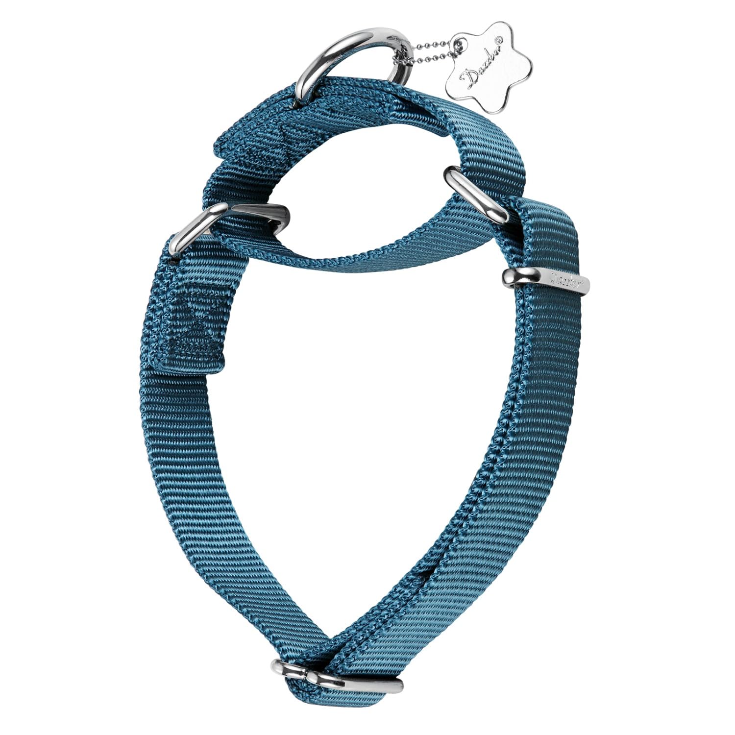 Dazzber Martingale Dog Collars - Heavy Duty Nylon Anti - Escape Pet Collar for Medium and Large Dogs - Walking Training Daily Use.(Large, Haze Blue)