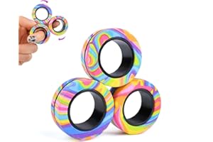 CEVIOCE 3Pcs Magnetic Rings Fidget Toy Set, ADHD Anxiety Magnetic Fidget Toys Adults Fidget Spinner Rings for Relief, Christmas Stocking Stuffers Gifts for 8+ Year Old Teen Boy Girl