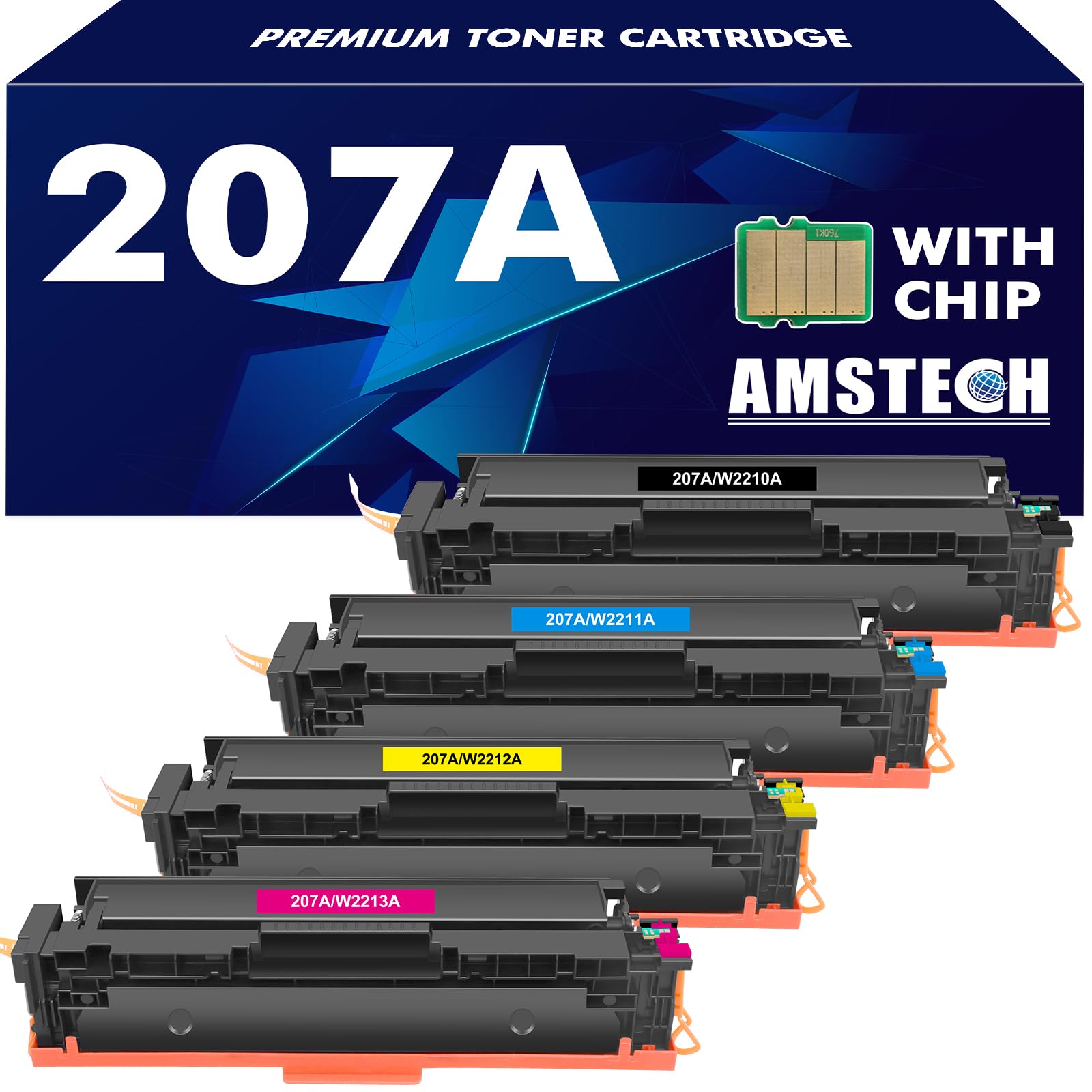 207A 207X M283fdw Toner Cartridge With Chip Multipack for HP Color LaserJet Pro MFP M283fdw M255dw M283fdn M282nw M255nw W2210A W2211A W2212A W2213A Ink - Black Cyan Yellow Magenta