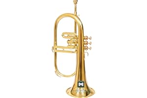 Indian Musical Instrument Flugel Horn 3 Valve, BB Pitch, Premium Quality Including Mouthpiece and Carry Case. (BRASS)