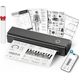 NDYIN Portable Printers Wireless for Travel, N80 Bluetooth Thermal Printer | Bluetooth Portable Inkless Thermal Printer Suppo