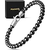 MagnetRX® Hematite Magnetic Bracelet – Max Strength Magnet Stones – Elegant Beaded Hematite Bracelets for Men and Women (Classic | Medium)
