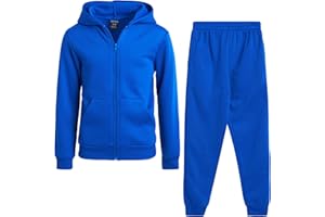Quad Seven Boys' Fleece Jogger Set - 2 Piece Basic Solid Full Zip Hoodie and Sweatpants (Size: 8-18)