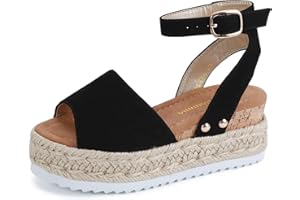 PANDANINJIA Girls Sandals Wedge Platform Espadrille Open Toe Summer Little Big Kid Flower Girl Heels Dress Shoes