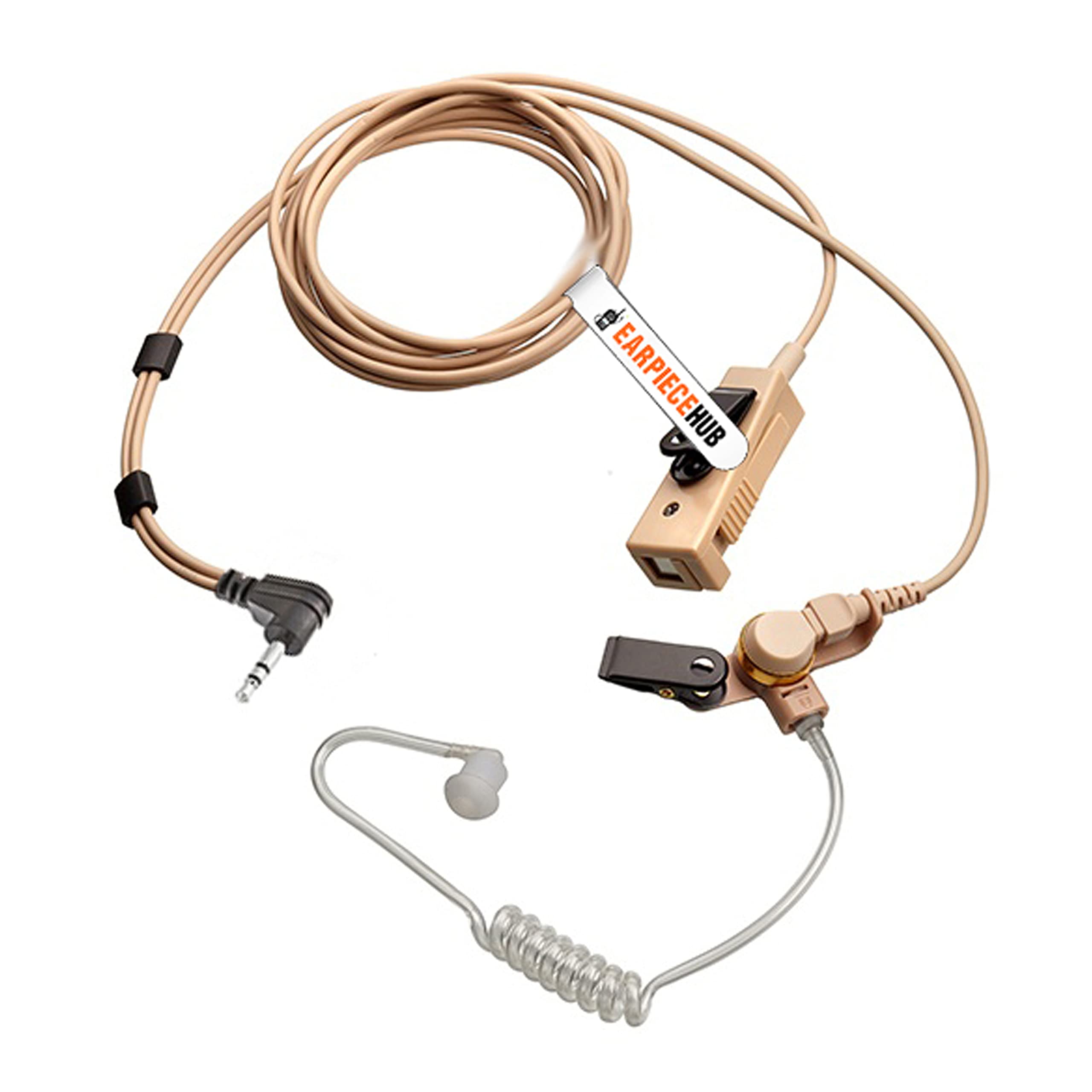 Covert Acoustic Tube Walkie Talkie Earpiece Headset PTT Microphone Compatible with Motorola TALKABOUT COBRA TLKR T3, T5, T6, T7, T8, T9, T60, T80, T82, T92 Extreme 1 Pin Radio Beige