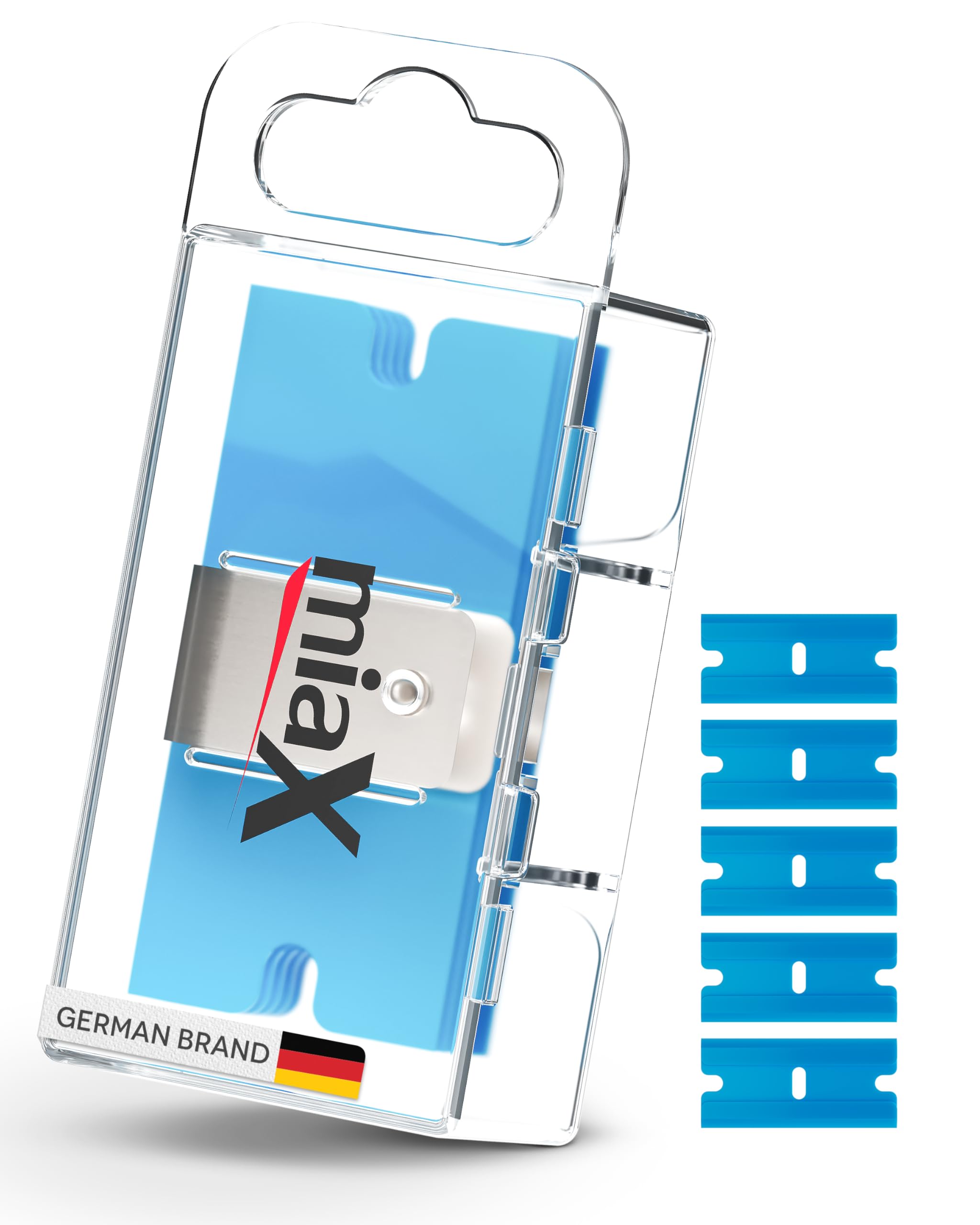 miaX Plastic Replacement Blades for Scrapers in a Convenient Dispenser Box – Gentle Cleaning for Delicate Surfaces – Compatible with The miaX Multi-Purpose Scraper