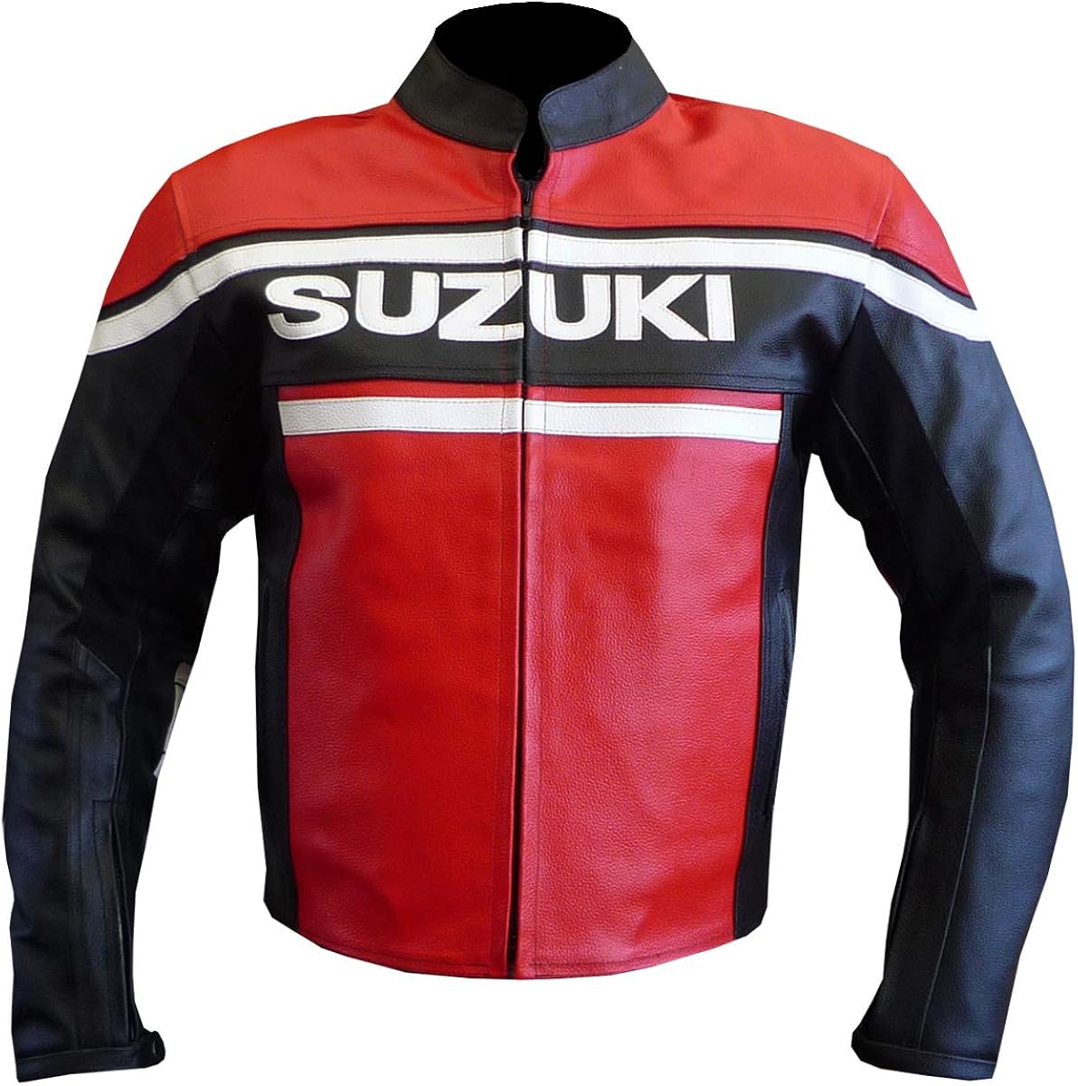 RED HANDMADE SUZUKI 4315 COWHIDE LEATHER MOTORBIKE BIKERS ARMOURED