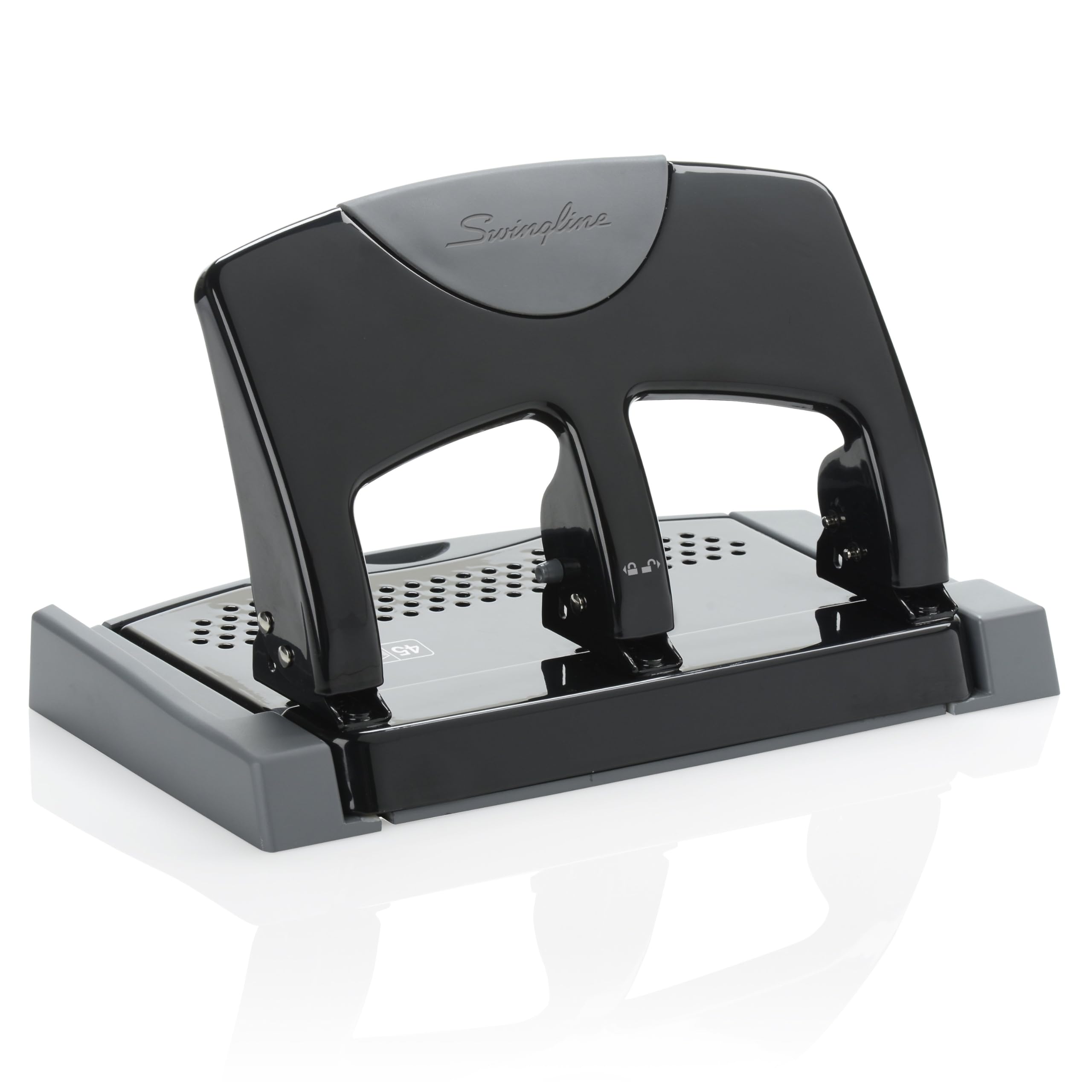 Swingline 3 Hole Punch, 45 Sheet Capacity Three Hole Puncher 3 Ring, Paper Punch, SmartTouch Low Effort, Black & Silver (74136)