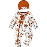 Mioglrie Newborn Baby Girl Clothes Long Sleeve Romper Infant Fall Winter Outfits Floral Hat Jumpsuit Preemie Girl Clothes