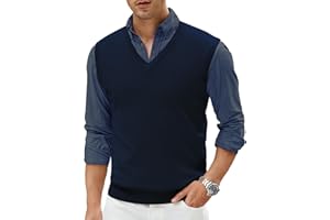 Moda Viva Men's V-Neck Sweater Vest Wool Blend Knitted Sleeveless Pullover Sweater Vests