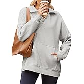 BLENCOT Sweatshirt for Women Long Sleeve Oversized Polo V Neck Fleece Workout Tops Lightweight Henley Pullover