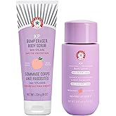 First Aid Beauty Peachy Smooth Duo: KP Bump Eraser Scrub & Smoothing + Brightening Lotion with 10% AHA, Daily Exfoliating Keratosis Pilaris Bundle to Reduce Bumps, Peach (8 oz Scrub, 6.7 oz Lotion)