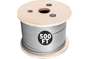 HONYTA 500FT 304 Stainless Steel Cable, Stainless Steel Decking Railing 3/16 inch with 7 x 19 Strand Construction, 3700lbs Breaking Strength Marine Grade for Rail, Deck, Clothesline and DIY Balustrade