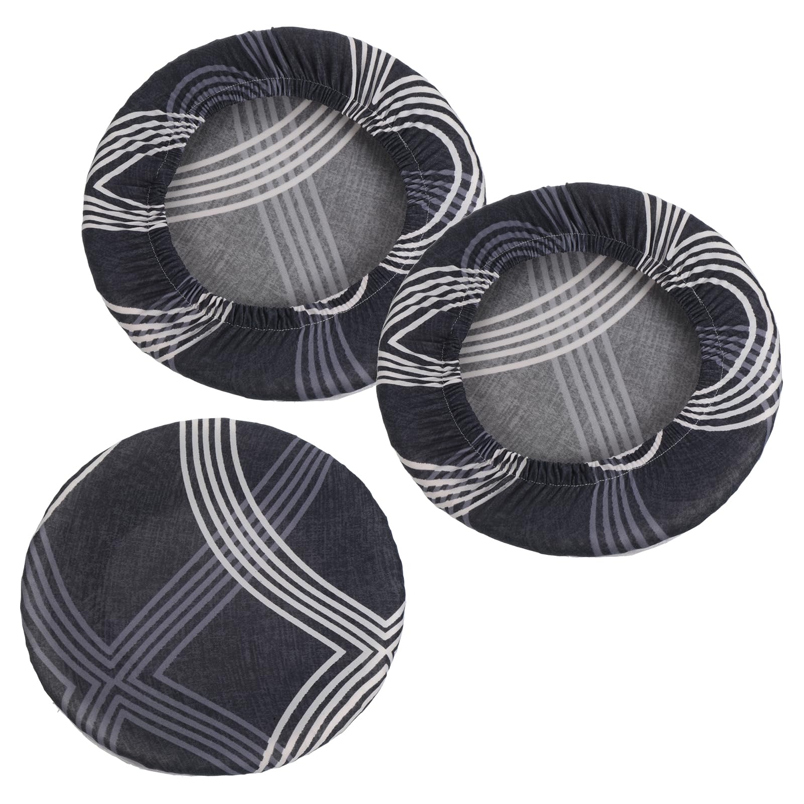 PATIKIL 9.5" Round Bar Stool Cover, 3 Pack Elastic Bar Stool Cover Washable Seat Cover for Diameter 12"-18" Chair, Blue White