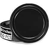 50 Pieces of Paper Plates, Round Black Party Plates Pack, Disposable 9 Inches Paper Dinner Plates, Everyday Use Plates for Daily Meals Picnic Camping Birthday Christmas Thanksgiving Supplies