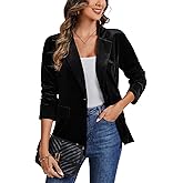 LADI TREND Women's Velvet Suit Blazer Jacket Casual Office Work Long Sleeve One Button Jacket Coat Blazer Pockets