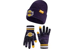 Ultra Game Men's NBA Official Super Soft Winter Beanie Knit Hat with Extra Warm Touch Screen Gloves