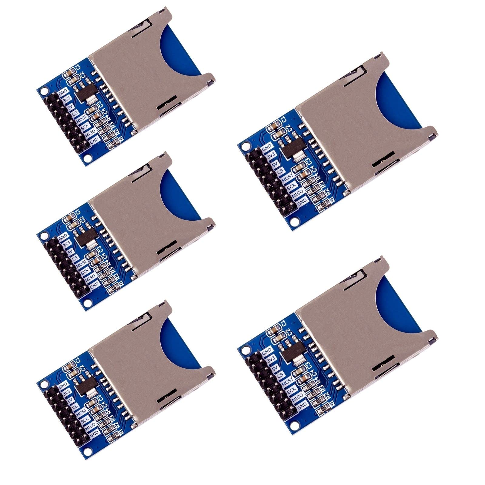 ANGEEK 5 pieces SD Card Reader Module SD Card Reader Shield Module compatible with Arduino ESP Raspberry Pi