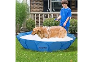 Alvantor Pet Swimming Pool Dog Bathing Tub Kiddie Pools Cat Puppy Shower Spa Foldable Portable Indoor Outdoor Pond Ball Pit 63"x12" Patent Pending