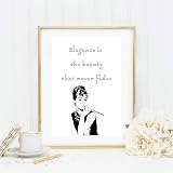 Kunstdruck Din A4 Audrey Hepburn – 'Elegance Is The Beauty' – Auf Mattem Fotopapier 230 G/m², Ungerahmt