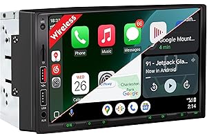 EFFLEMOUR [DSP Inside] Wireless Double Din Car Stereo, Wireless Apple Carplay Android Auto, 7 Inch Touchscreen Radio with 240W Enhanced DSP Sound, FM/AM/Bluetooth Handsfree, HD Waterproof Backup Camera