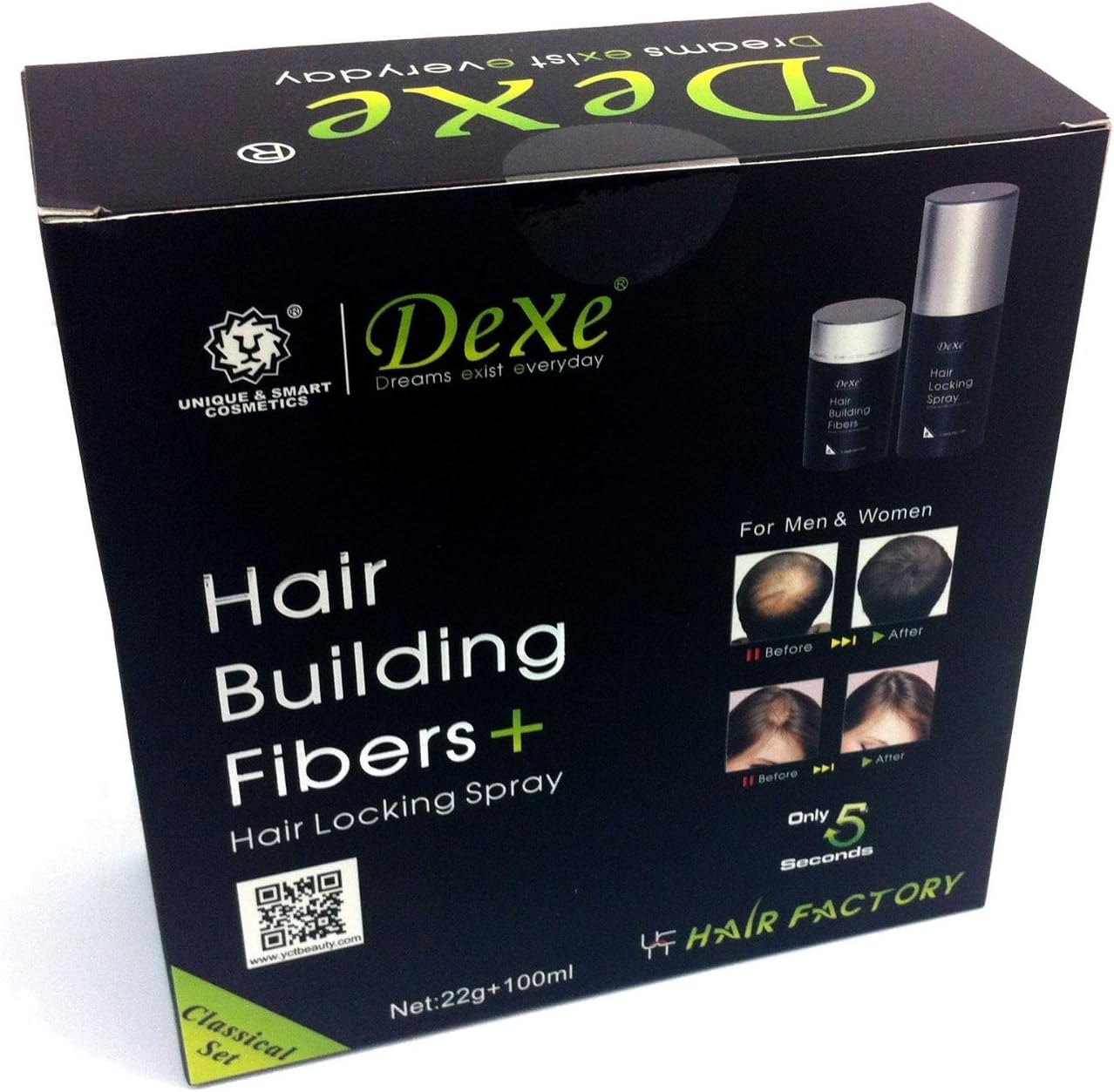 Dexe Hair Builder Kit 22g of Fiber + 100ml of Light Spray (Dark Brown)