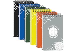 Thboxes 6 Pack Weatherproof Pocket Notebook, 5" x 3" Top-Spiral Weatherproof All Weather Notepad for Office School Police Outdoor Recording Steno Note Pads