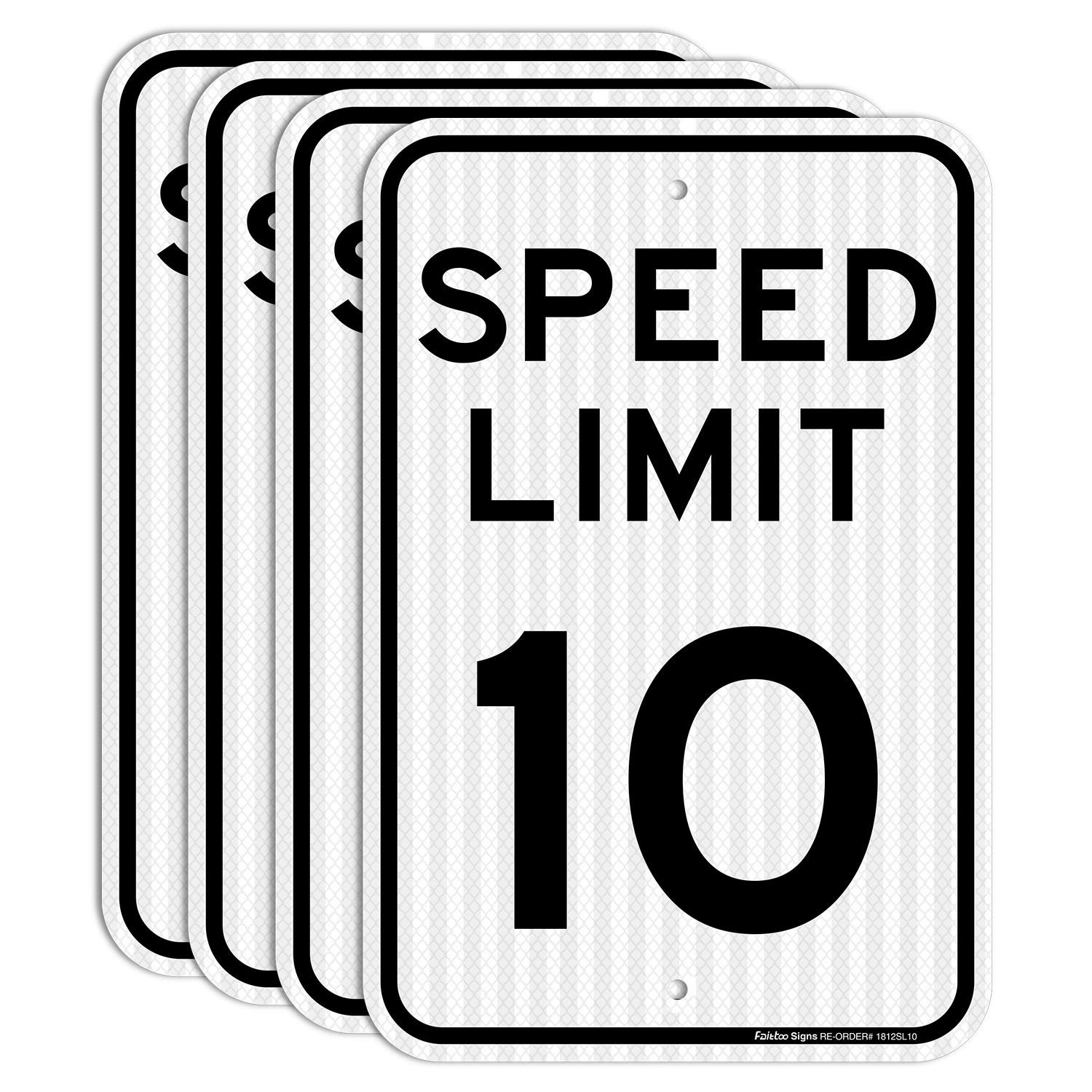 Photo 1 of (4 Pack) Speed Limit 10 MPH Sign, Slow Down Sign, Traffic Signs,18 x 12 Inches Engineer Grade Reflective Sheeting, Rust Free Aluminum, Weather Resistant, Waterproof, Durable Ink, Easy to Mount