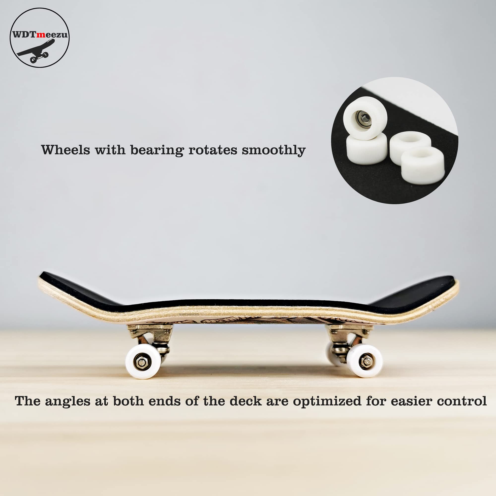 Wood Fingerboard and Finger Skateboard Flat Rail Set Fingerboard with Bearing Wheels and Professional Prop for MINI Skateboard Rail Made of Metal 10