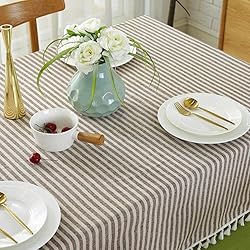 meioro Tablecloth Striped Fringe Table Cloth