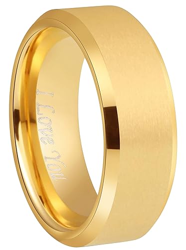 Crownal 6mm 8mm 18K Gold Tungsten Wedding Couple Bands Rings Men