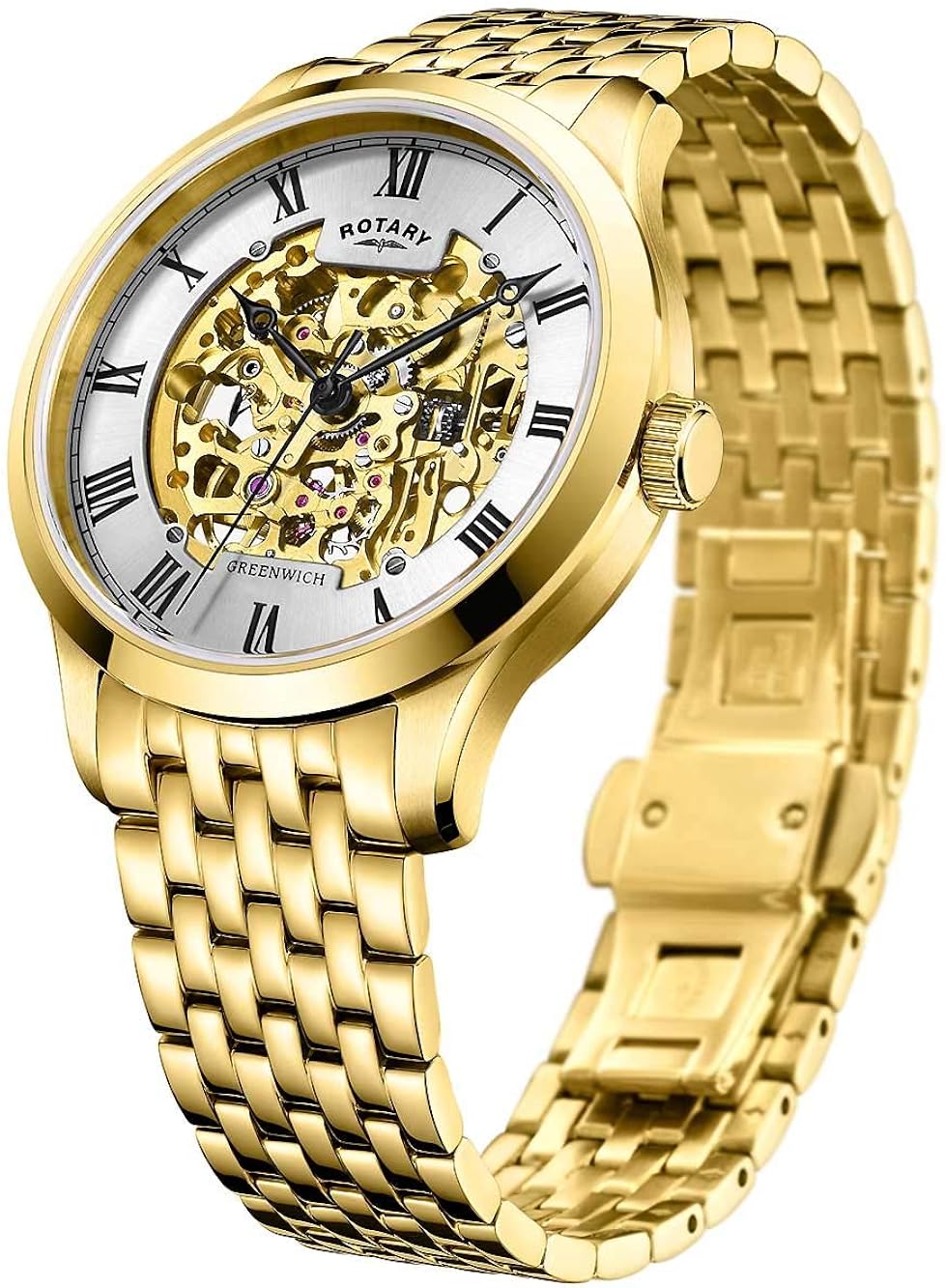 Rotary Mens GB02941/03 Greenwich Automatic Skeleton Dial Bracelet Wristwatch - Image 3