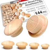 Neprift 144PCS Wood Plugs Assortment, 3/16" to 1/2" Sizes | Includes 3/16", 5/16", 3/8" and 1/2" plugs, for furniture and cabinet screw hole concealment