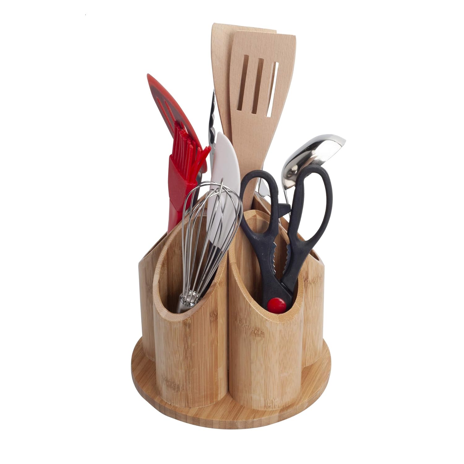 MobileVision Bamboo Circular Rotating Utensil Holder & Kitchen