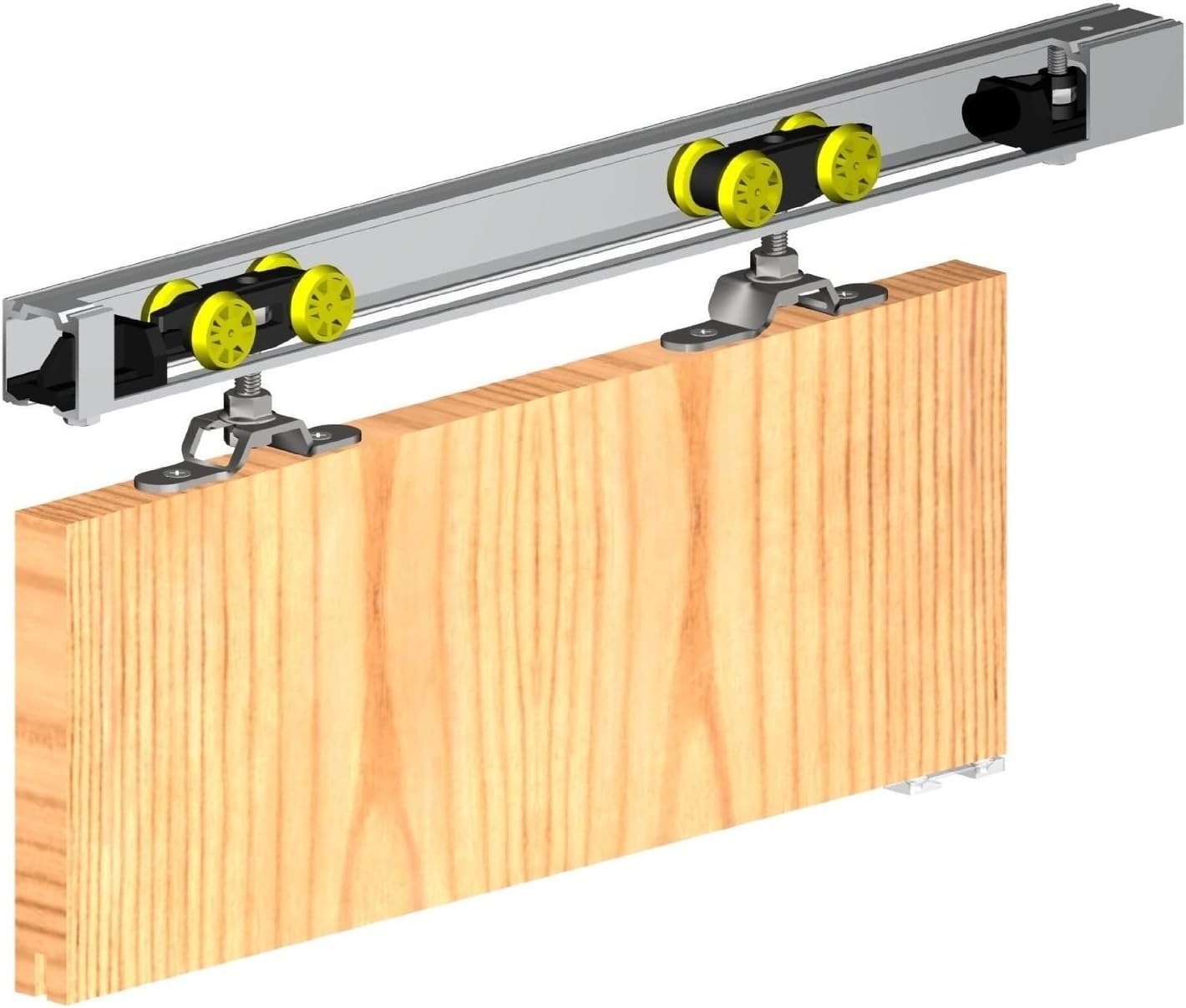 Sliding Door Track Gear System 1500mm HERKULES Top Hung Internal Single Door Kit 60kg, Aluminium, 154.5 x 6.3 x 4.2 cm - Image 3