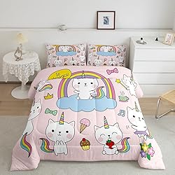 Feelyou Unicorn Cat Bedding Set Cartoon Unicorn