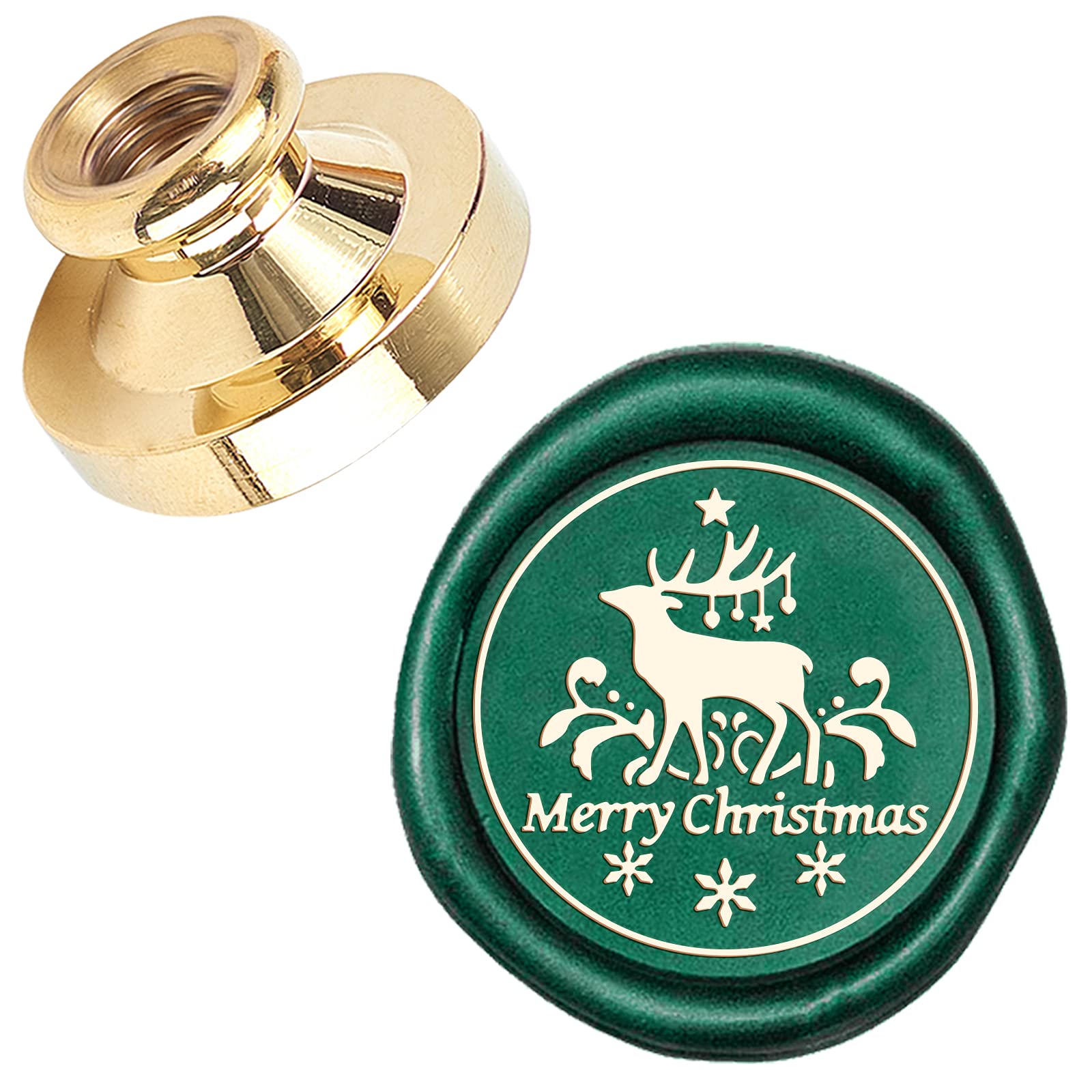 CRASPIRE Merry Christmas Sealing Wax Stamp Elk Snowflake Star X'MAS EVE 25mm Replaceable Wax Seal Stamp Brass Head for Christmas Invitations Envelope Cards Holiday