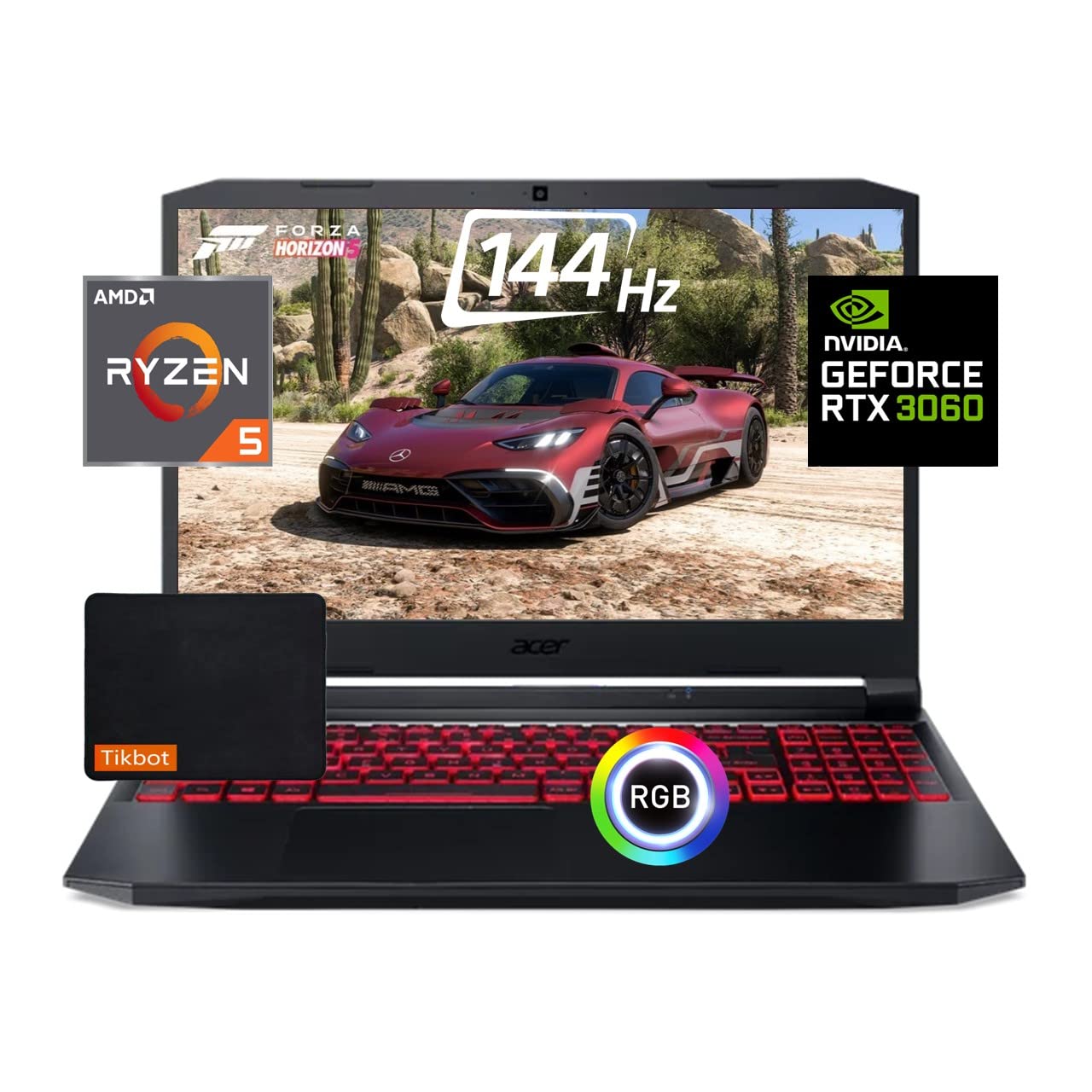 Acer Nitro 5 15.6" 144Hz FHD Gaming Laptop, AMD Ryzen 5 5600H, Nvidia GeForce RTX 3060, RGB BK Windows 11 w/Mouse Pad (16GB RAM | 1TB PCIe SSD)