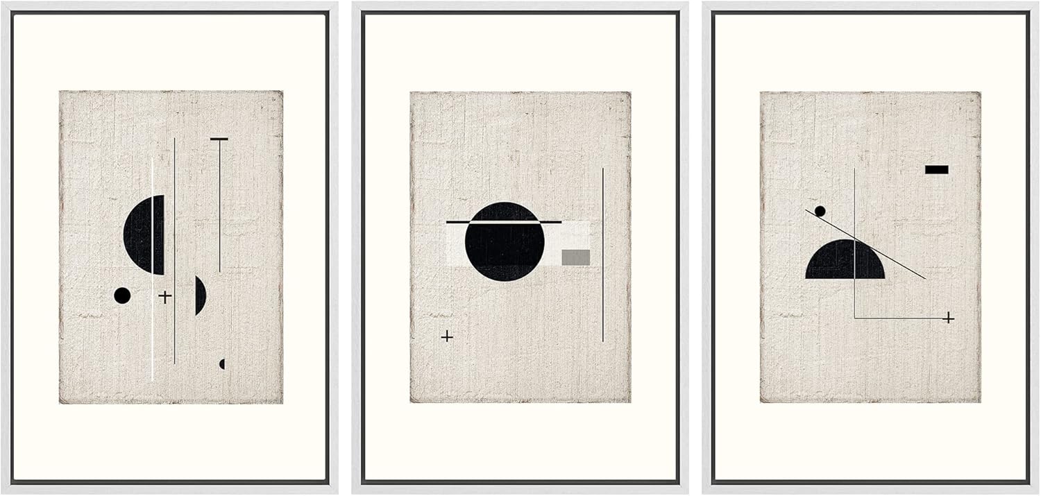 Wall Décor - SIGNWIN Framed Canvas Print Wall Art Set Mid-Century Modern Geometric Polygons Abstract Shapes Illustrations Modern Art Decorative Minimal Duotone for Living Room, Bedroom, Office - 16