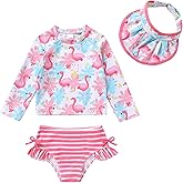 YOUNGER TREE Toddler Baby Girls Swimsuit Long Sleeve Bathing Suit Rash Guard Swim Suit Bikini Set UPF 50+