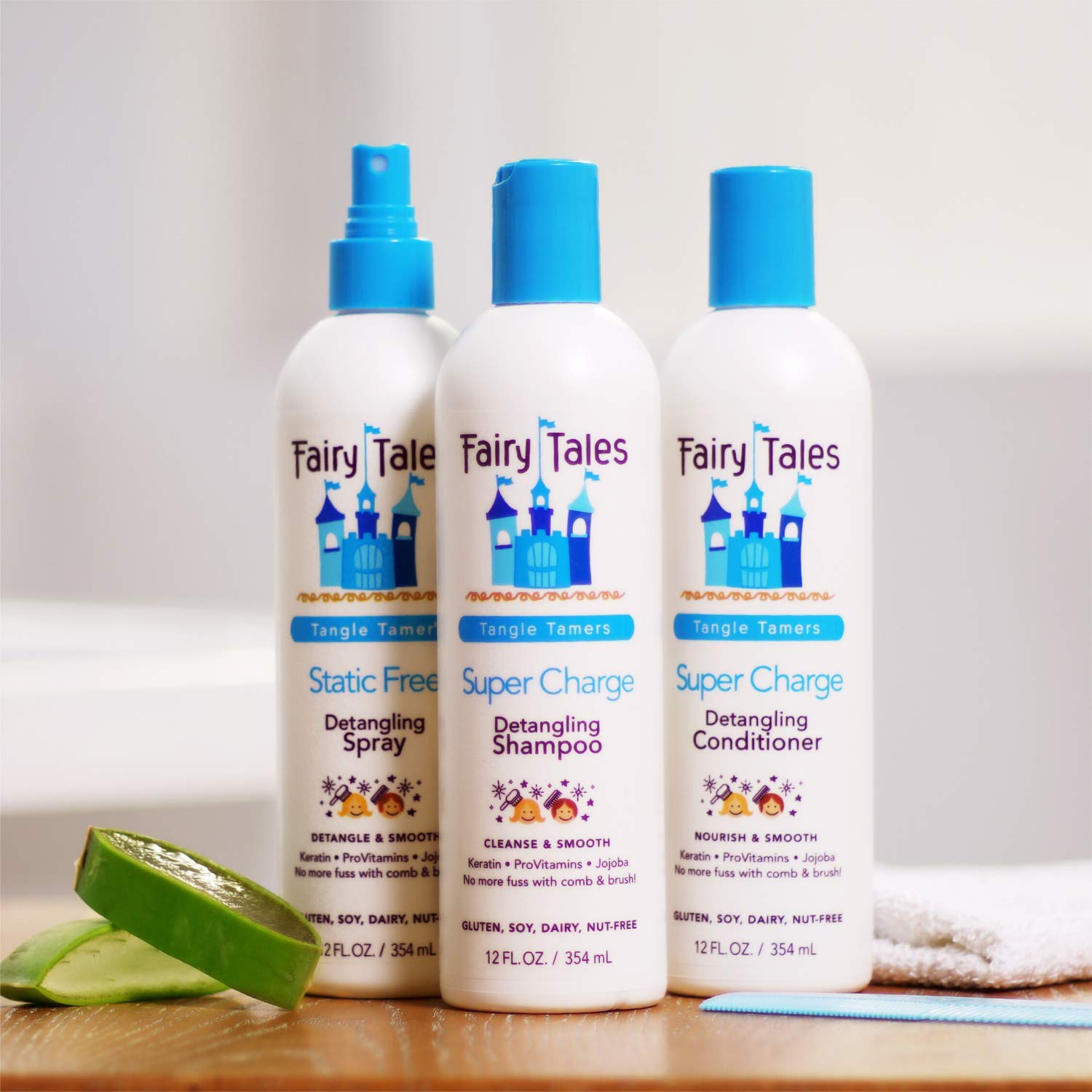 Fairy Tales Tangle Tamer Static Free Detangling Spray - Detangler Spray for Kids - Paraben Free, Sulfate Free, Gluten Free, Nut Free - 12 oz: Beauty