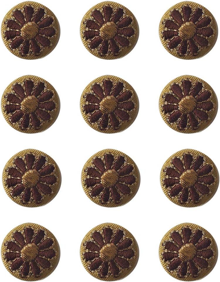 Tripti products Embroidery Fabric Embroidery Designer Mould Buttons for Dresses, 12 Buttons, Brown Color Buttons, size-30(0.75 inch