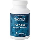 BRAINMD Dr Amen Tyrosine - 120 Capsules - Promotes Mental Focus, Clarity & Alertness - Gluten Free - 60 Servings