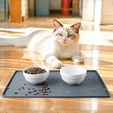 Coomazy Cat & Dog Feeding Mat Silicone Waterproof Bowl Tray Grey 18.9x11.8in view 6