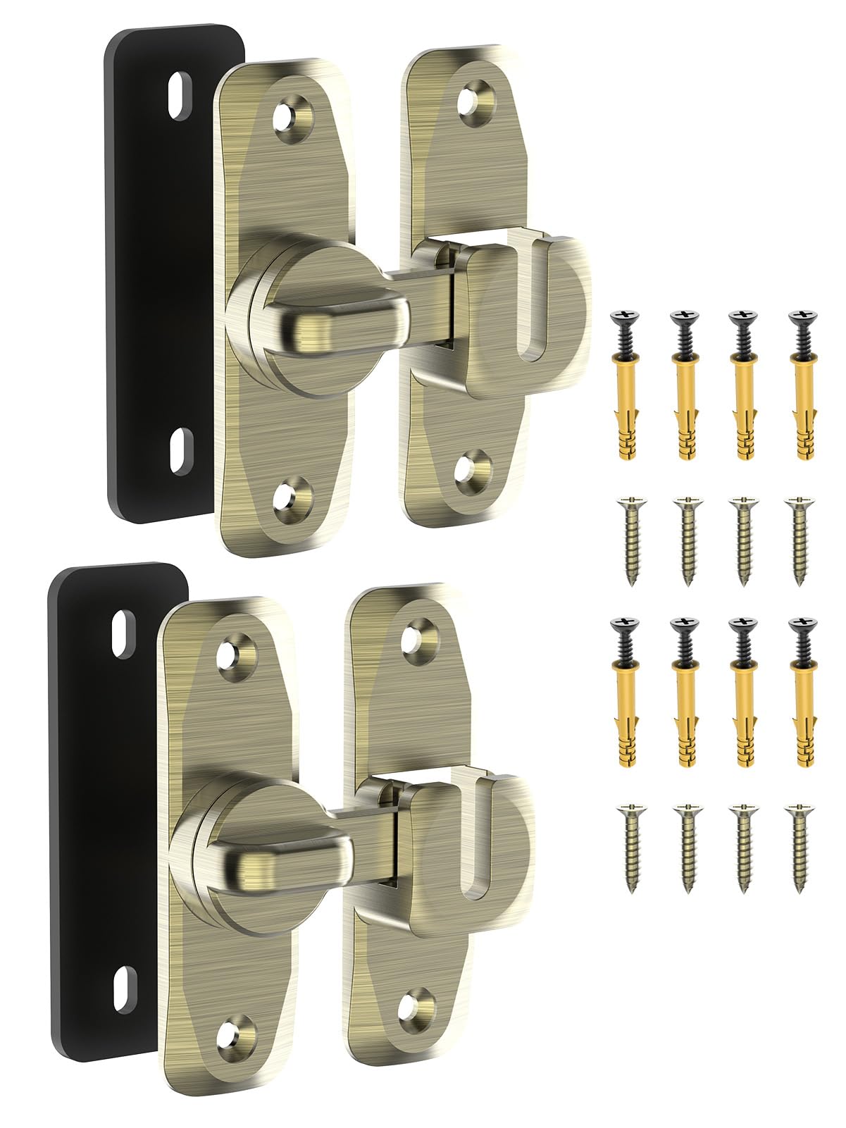 90/180 Degree Flip Barn Door Lock, Protect Privacy - Security Door Latch, Small Gate Latches Hardware for Barn, Garden, Bathroom, Cabinet, Window, Sliding Door (Bronze-2PCS)