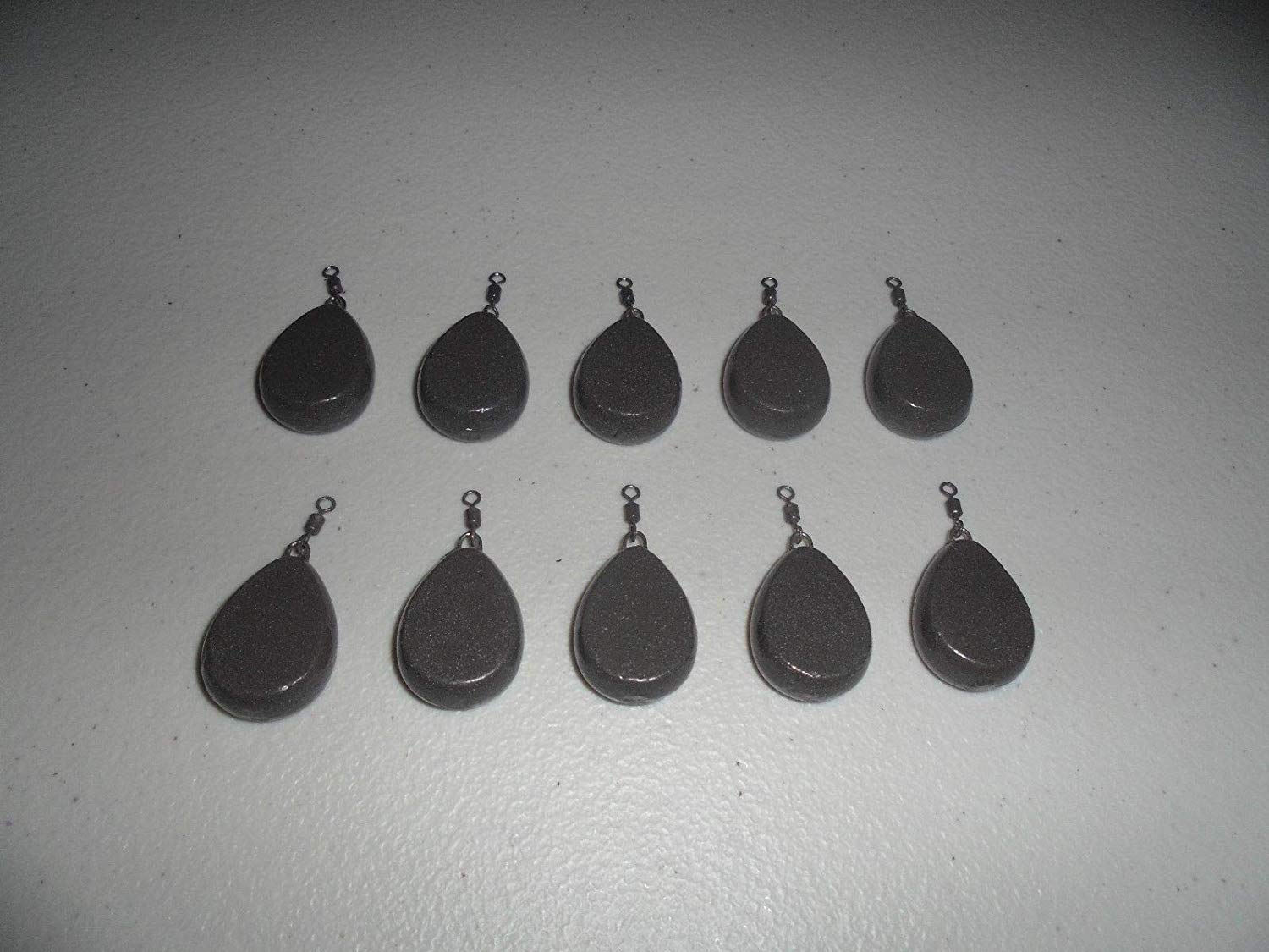 TMC Pack of 10 x Flat Pear Swivel Fishing Casting Ledger. Sizes 1.5 oz. Carp/coarse fishing